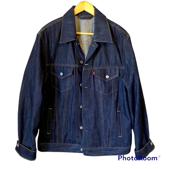 Levi’s Ridged Denim Dark Wash Trucker Jean Jacket Unisex Size XL